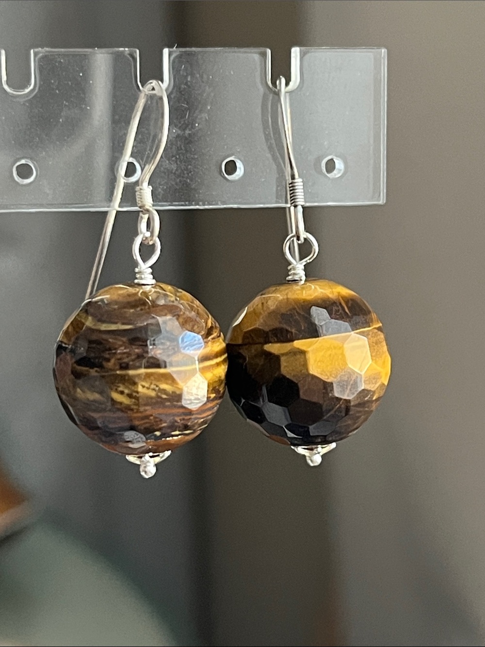 Handcrafted Tiger's Eye Bead Drop Earrings